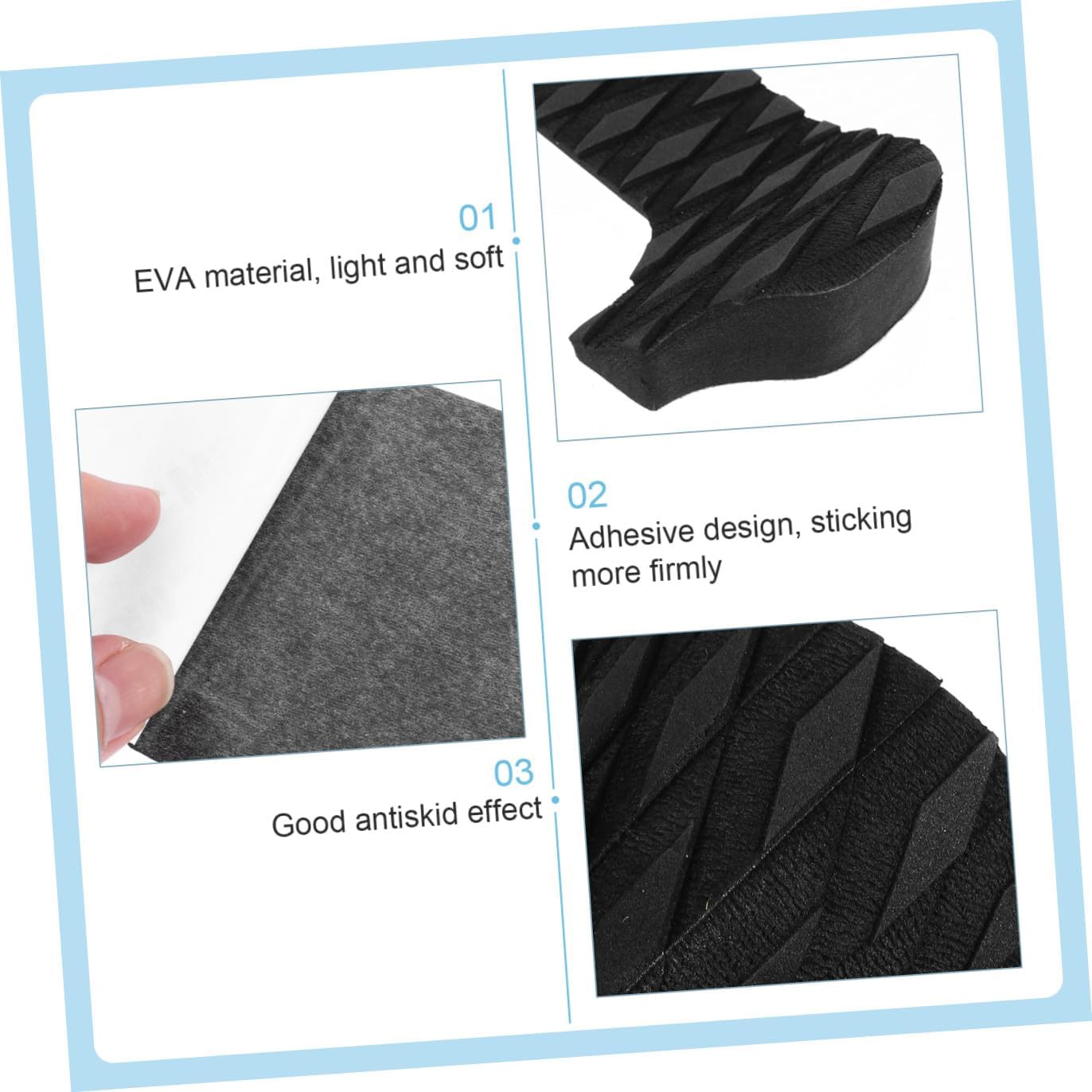 Anti-Slip Mat Set 3pcs Traction Pads for Surfboard Pads Extra Grip and Comfort