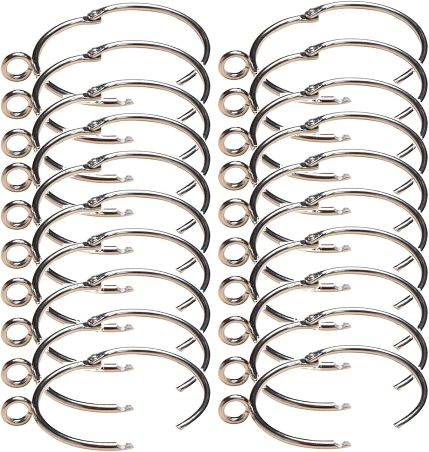 20 Pieces Brushed Nickel Simple Slide Shower Curtain Rings for Window Door Shower Curtain 32 Mm Internal Diameter (Snap Closure),63mm (63mm)