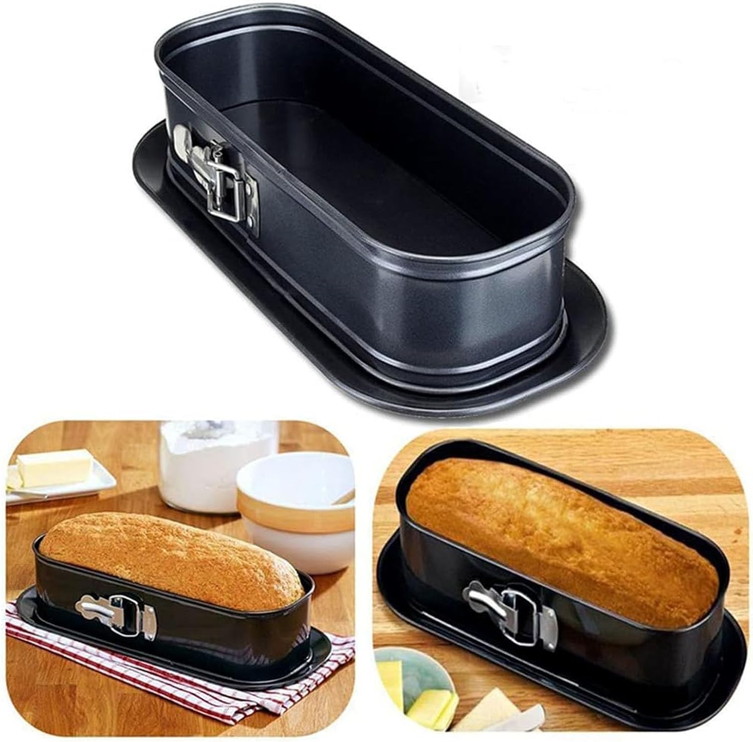 Oval Springform Pan, 12 inch, Non-Stick Baking Pan with Removable Bottom, Quick Release Latch, Black