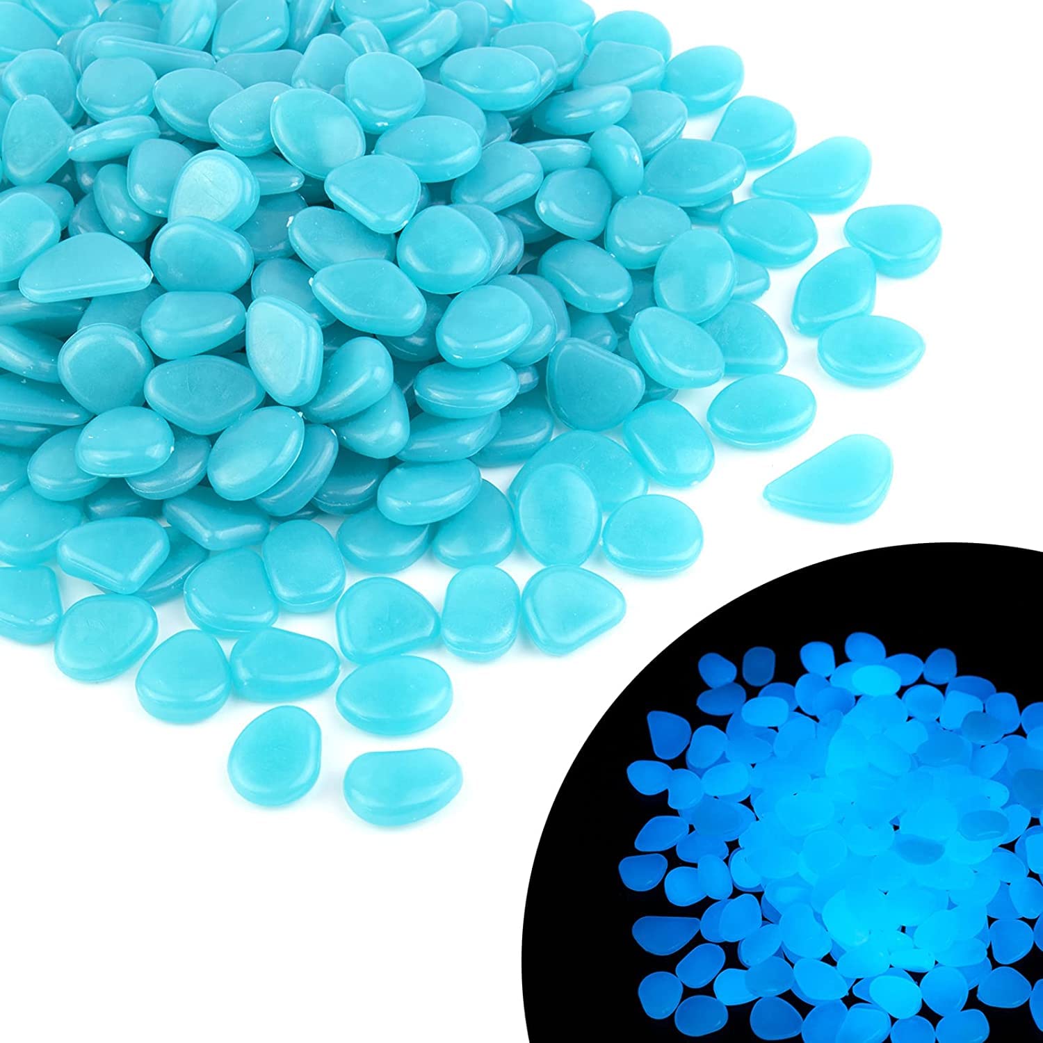 ARK STONE 100 PCS (200gms) Glow in The Dark Pebbles Stones for Indoor and Outdoor Walkways Garden Driveway Large Bag Powered by Light, Luminous Stones (SMALL, LIGHT BLUE, 1pack) (B0B2MLHQLX) Amazon Price History, Amazon Price Tracker