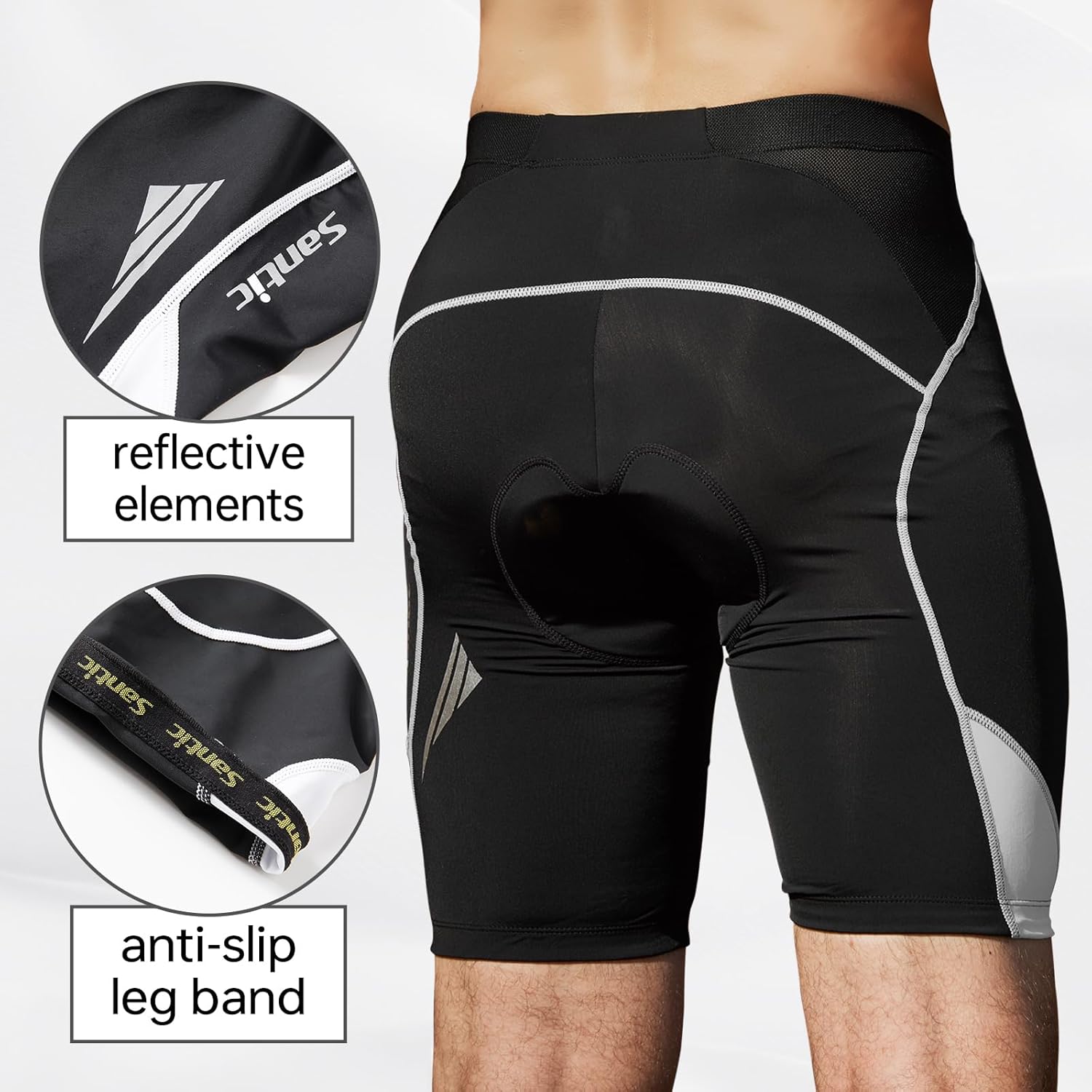 Santic Men's Cycling Shorts Padded Bicycle Riding Pants Bike Biking Clothes Cycle Wear Tights - Image 4