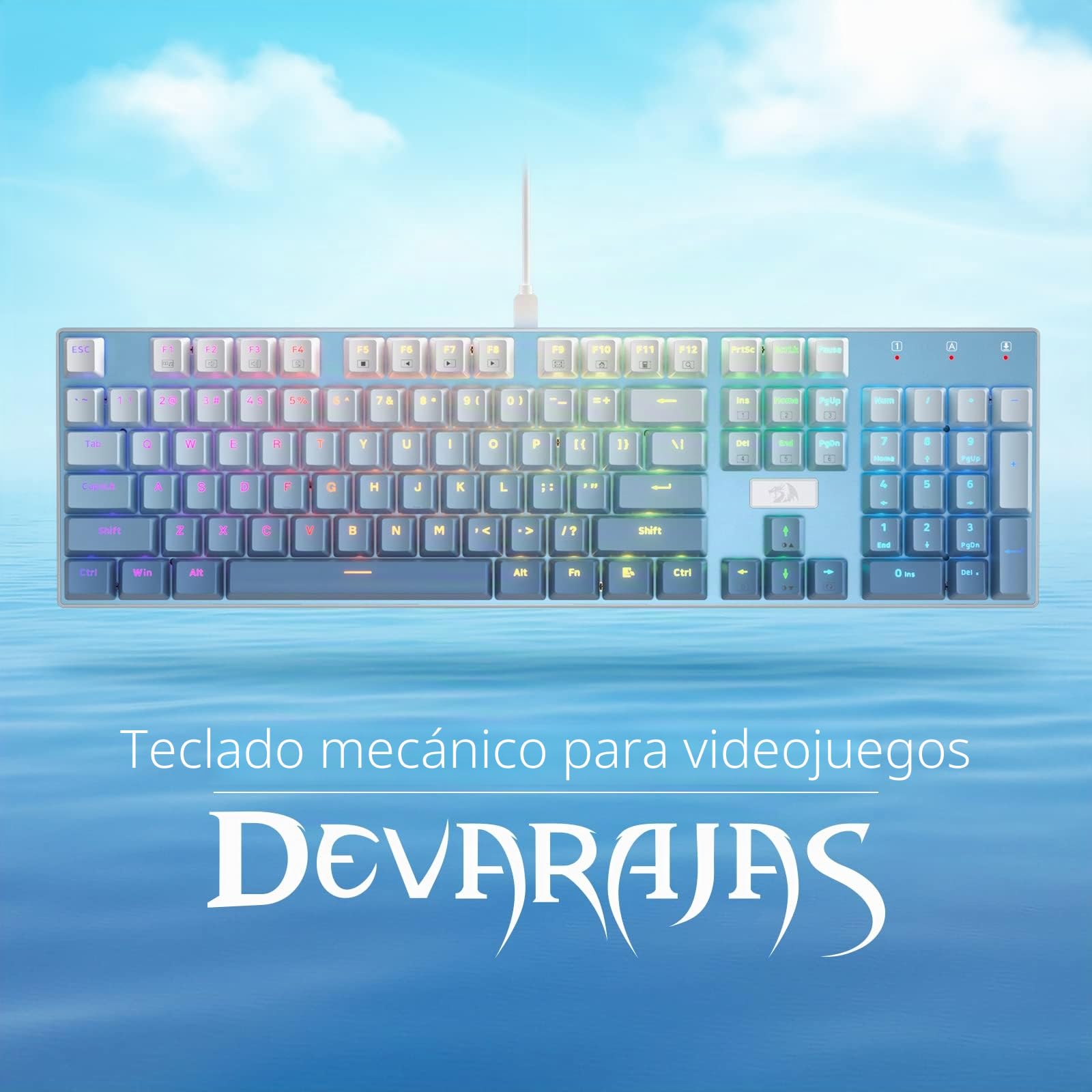 Redragon K556 SE Teclado Mecánico Cableado RGB Base Aluminio 104 Teclas | Enchufe Mejorado Hot Swap Interruptor Rojo Lineal Ergonómico US Layout