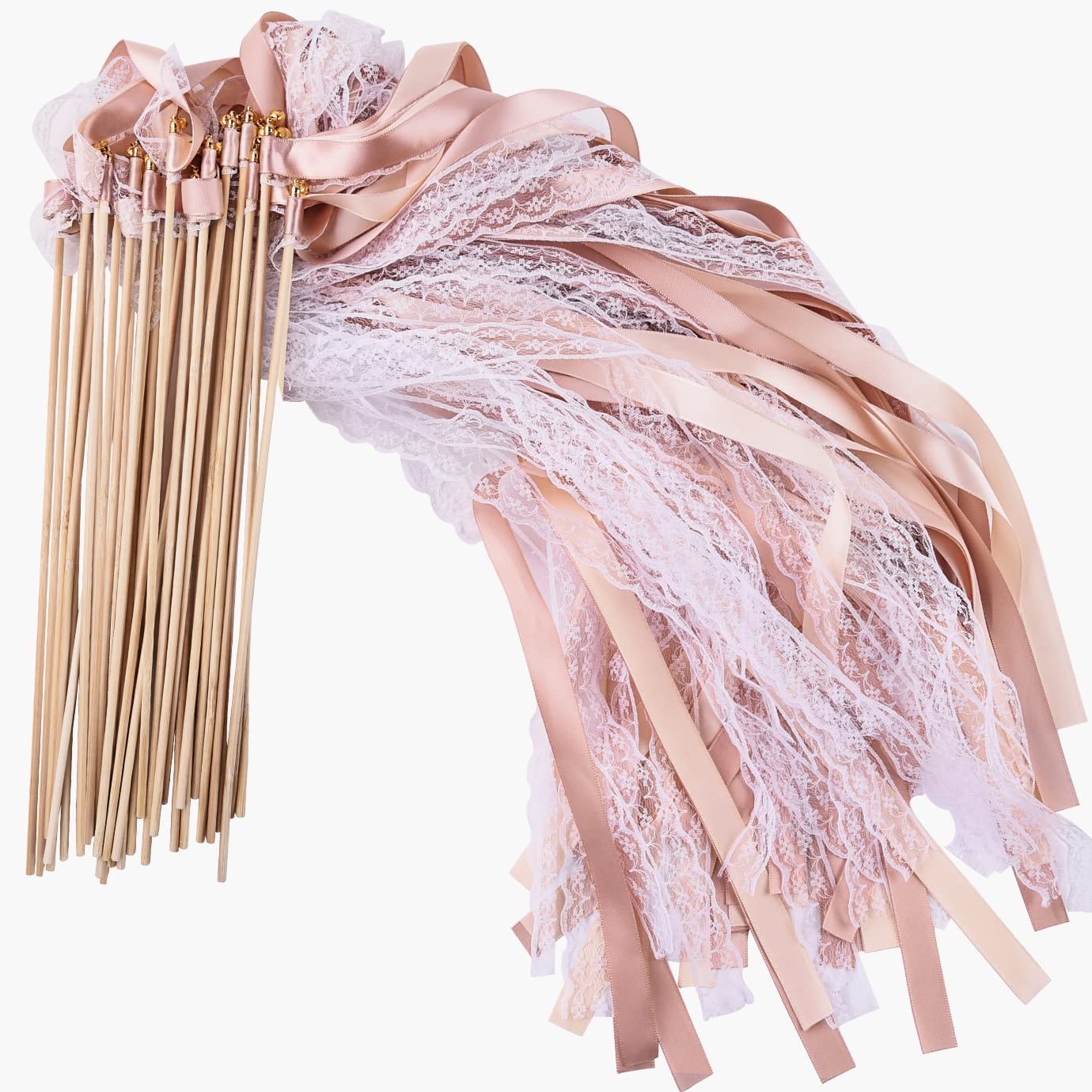 31 Baguettes Magiques Avec Rubans Et Grelots Pour Mariage, Anniversaire, Fêtes - Blanc | Lot De Serpentins Festifs