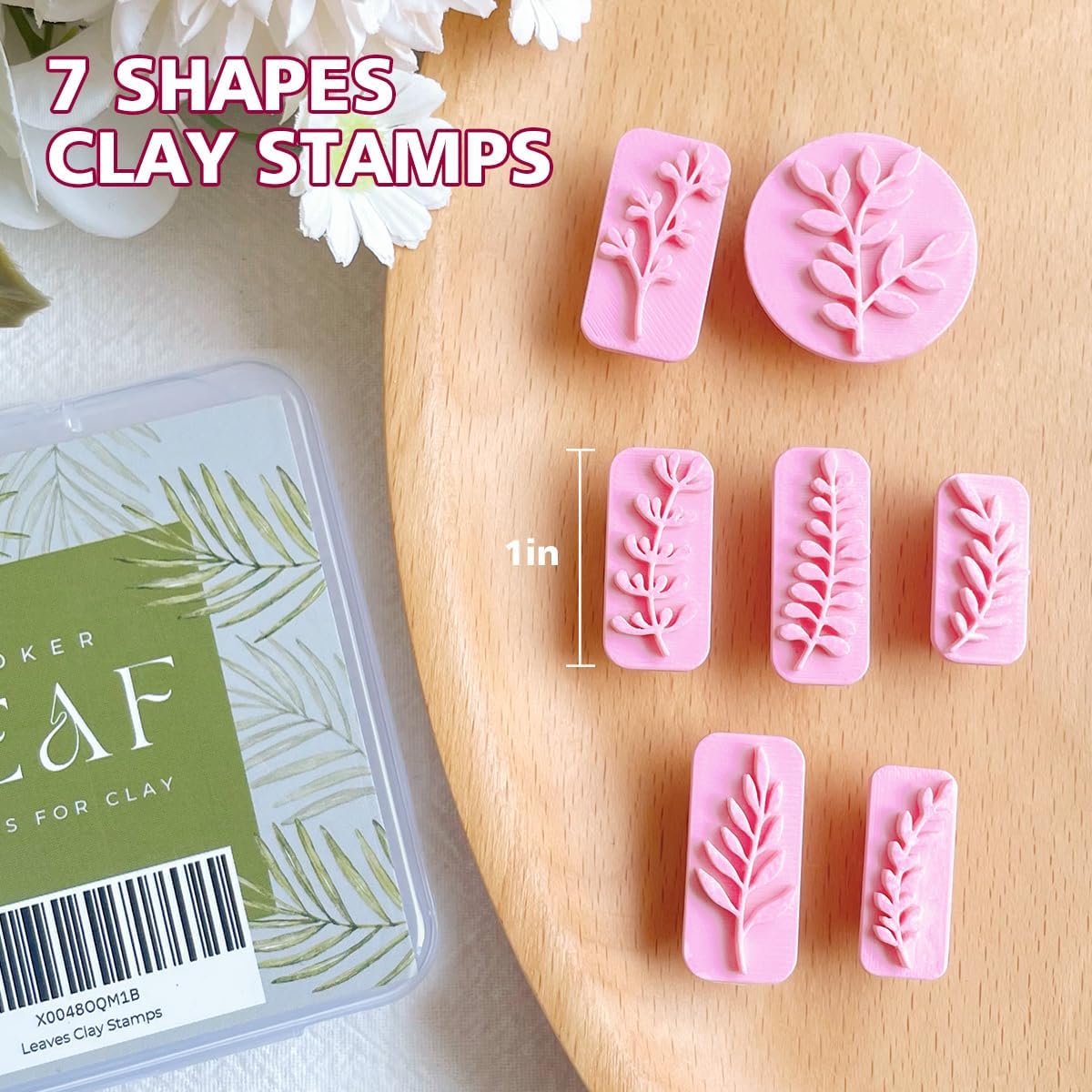 KEOKER Leaves Clay Stamps - 7 Shapes Clay Cutters for Polymer Clay Jewelry Making, Work with Polymer Clay Cutter, Leaves Polymer Clay Cutters for Earrings, Polymer Clay Stamps and Molds