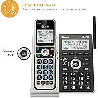 Vista 2 de AT&T BL3107-4 Teléfono doméstico inalámbrico DECT 6.0 de 4 teléfonos con Bluetooth, sistema de contestación, bloqueo de llamadas inteligente, rango