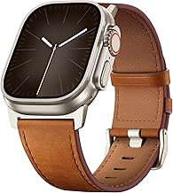 Easuny Leather Bands Compatible with Apple Watch Ultra 2 3/Ultra Band 49mm 44mm 45mm 46mm 42mm Men, Top Grain Genuine Leather Strap for iWatch Series 11 10 9 8 7 6 5 4 SE3 SE2 SE 3 2 1