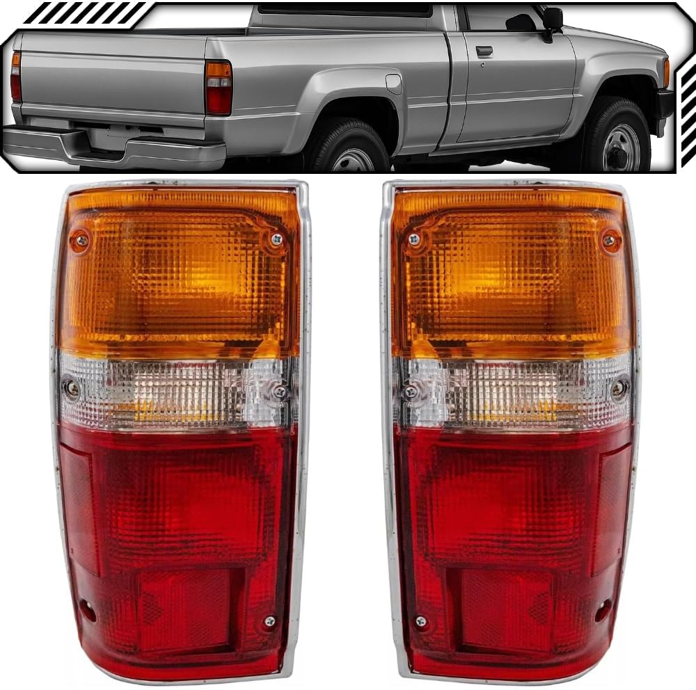 EPIC LIGHTING OE Style Halogen Tail Lights CHR Trim Assembly Replacement for TOYOTA 84-88 PICKUP 84-89 4RUNNER [ TO2800104 TO2801104 8156089150 8155089150 ] Pair