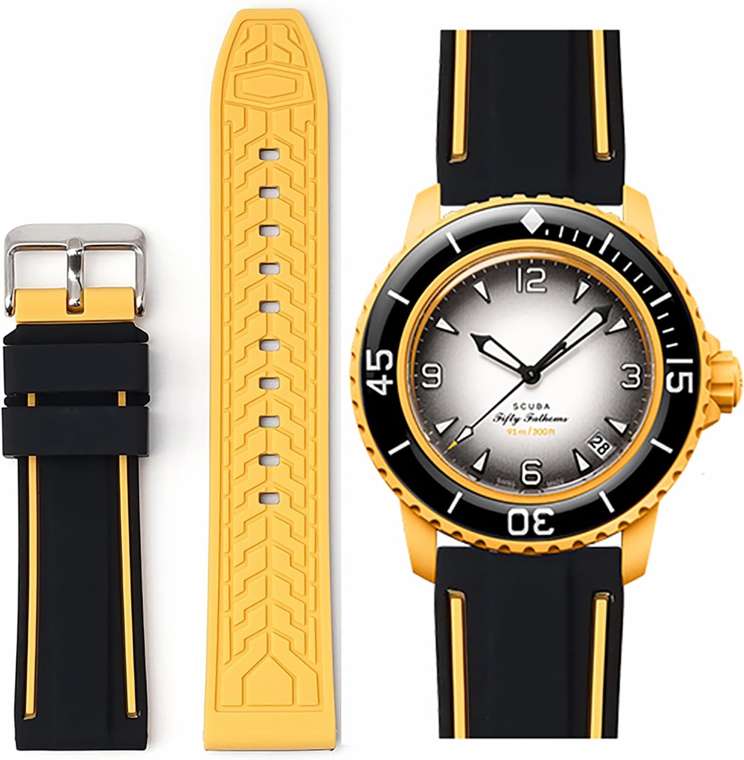 Strap for Blancpain Swatch,22mm Soft Rubber Waterproof