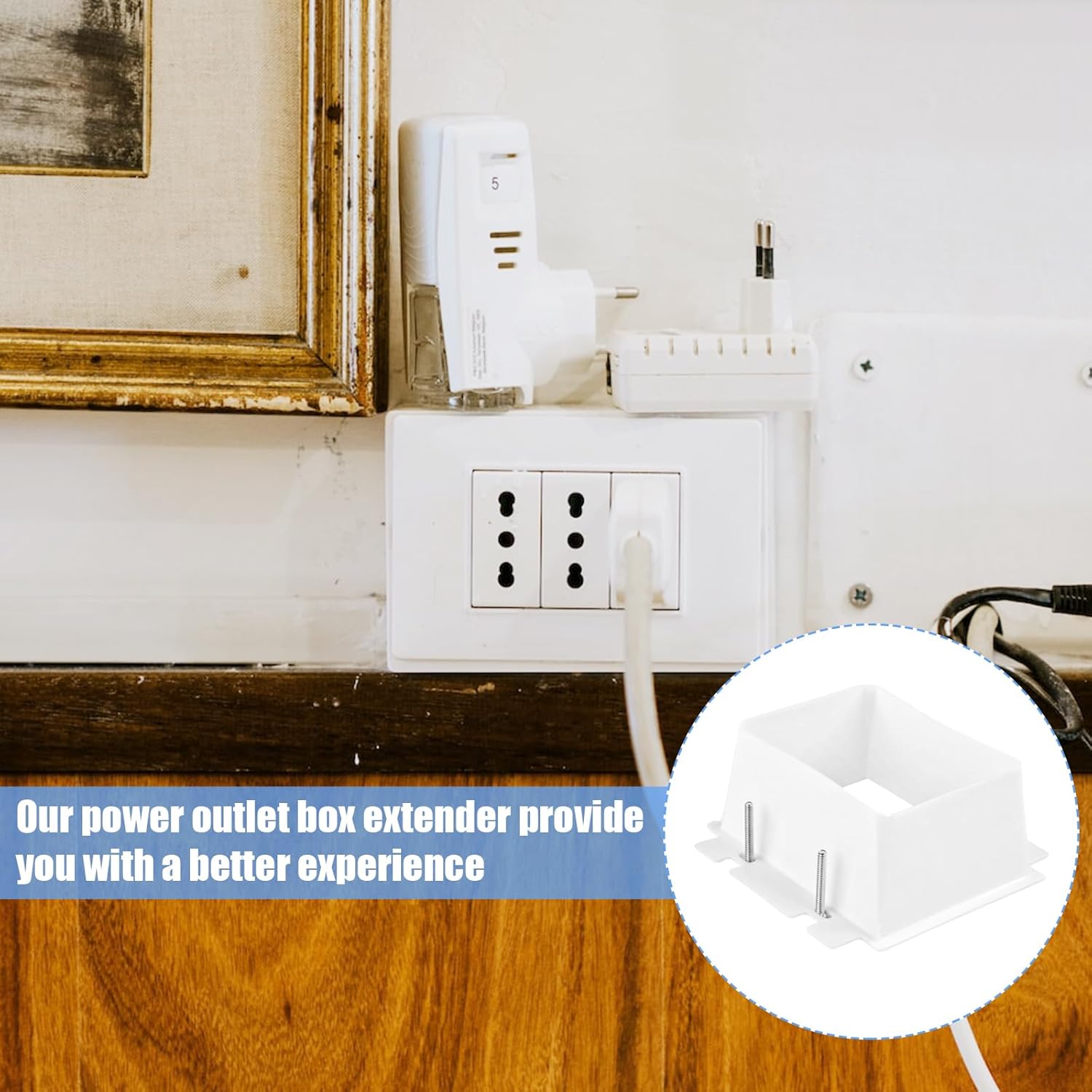 8pcs BE2-8 (2 Gang) Electrical Outlet Box Extender, Double Gang Box Extender with 32pcs Screws Power Switch Heavy Duty Plastic Unit Receptacle Extender (White)