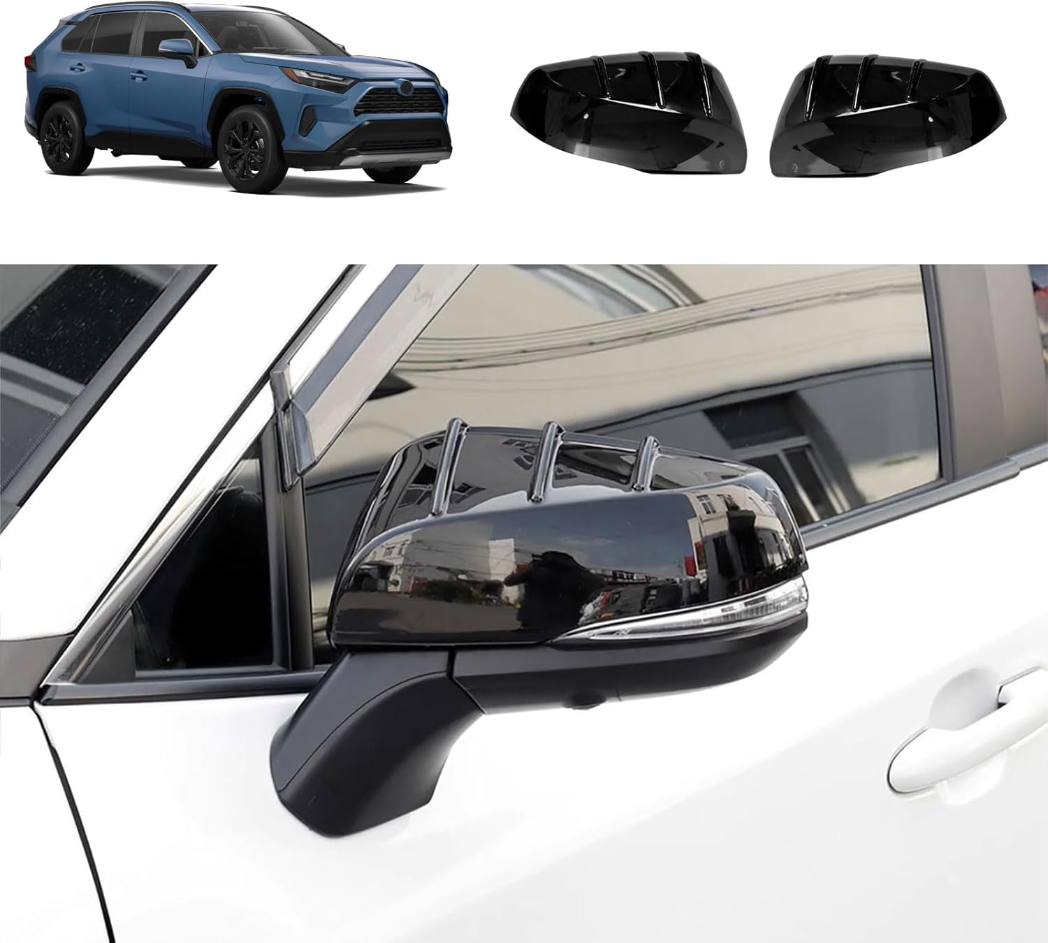Side View Mirror Cap Cover Compatible With Toyota RAV4 2024 2023 2022 2021 2020 Rearview Mirrors Trim Exterior Car Accessories ABS2PCS(Glossy Black Style)
