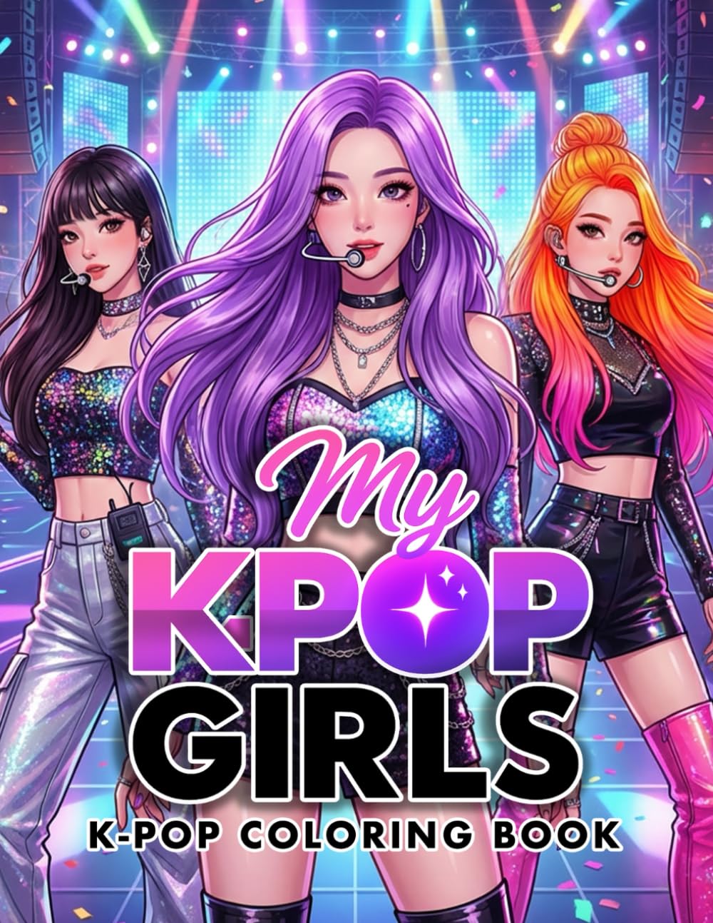 Kpop Coloring Book: My Kpop Girls – Kpop Coloring Jumbo Book with Idols Fashion for Girls, Teens, and Adults
