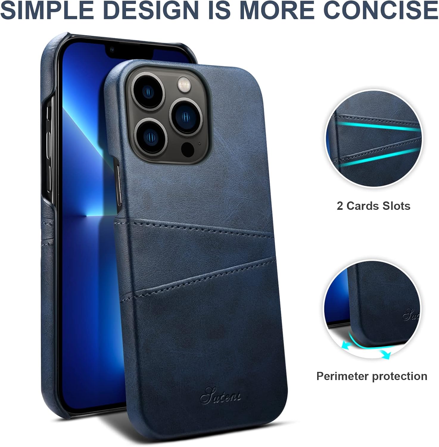 XRPow Wallet Case Compatible with iPhone 12, for iPhone 12 Pro Credit Card Holder, Slim PU Leather Back Protective Case Wallet Card Pocket Cover for iPhone 12/12 Pro 6.1inch - Blue