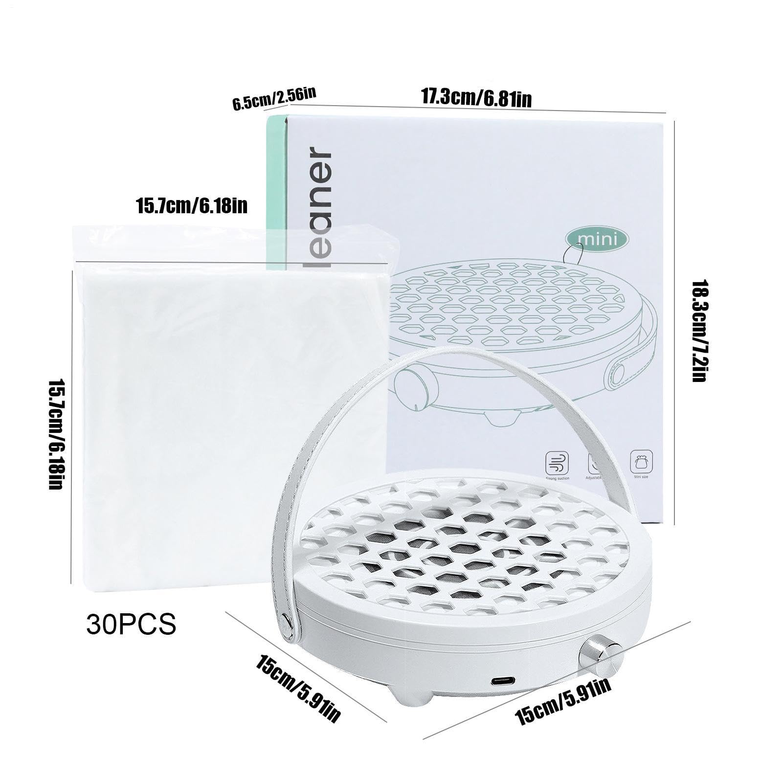 Aspirateur à poussière d'ongles Avec 30 Filtres Portable Vitesse Variable