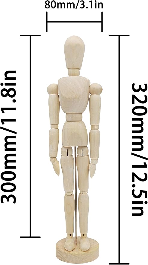 Maniquí de Artista de Madera Articulado 12.5 Pulgadas para Dibujo y Decoración miniatura 3