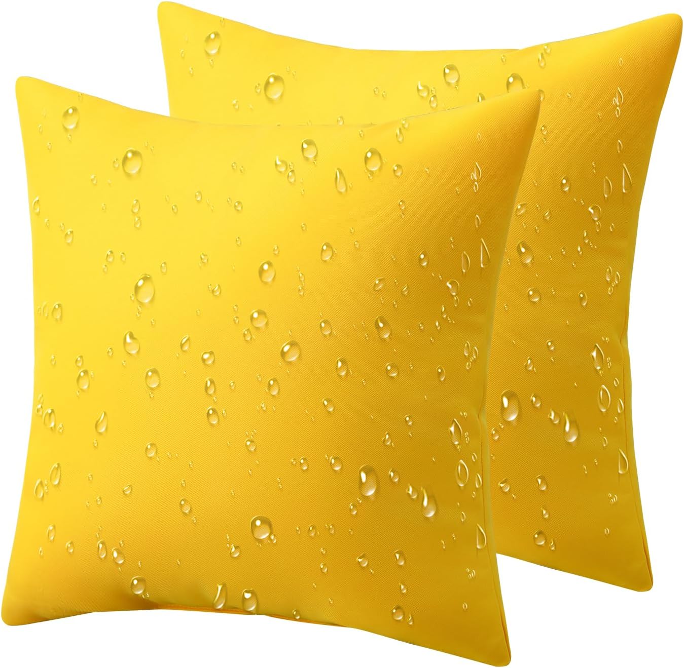 Phantoscope Pack of 2 Premium Dual Usage Outdoor Pillow Inserts, Waterproof Throw Pillows No Cover Needed, Colorful Decorative Couch Sham Cushion Stuffer Patio Couch Tent, Yellow 20 x 20 Inches