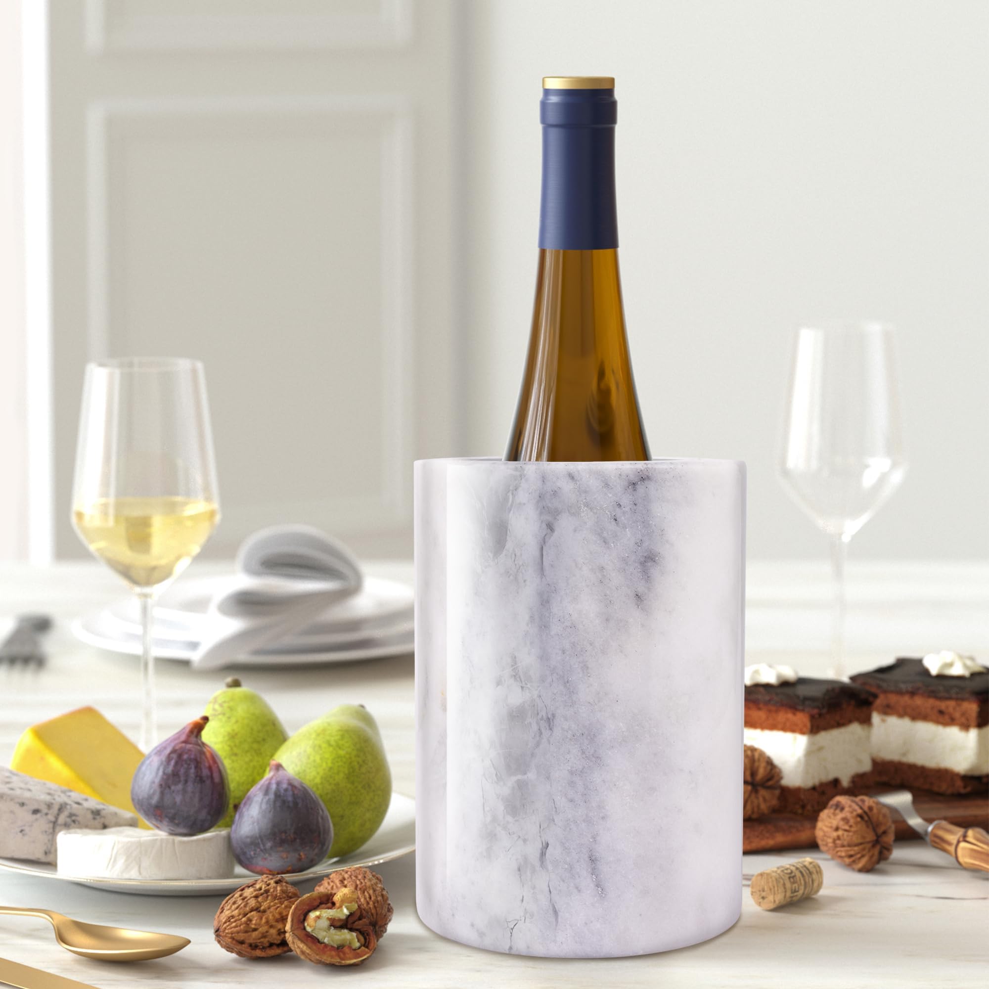 Marble Wine Bottle Chiller Bucket, Marble Wine and Champagne Cooler Chiller, Keep Wine and Beverages Cold, Ideal Gift for Wine Lovers, Holds Any 750ml Bottle — Amazon image 2