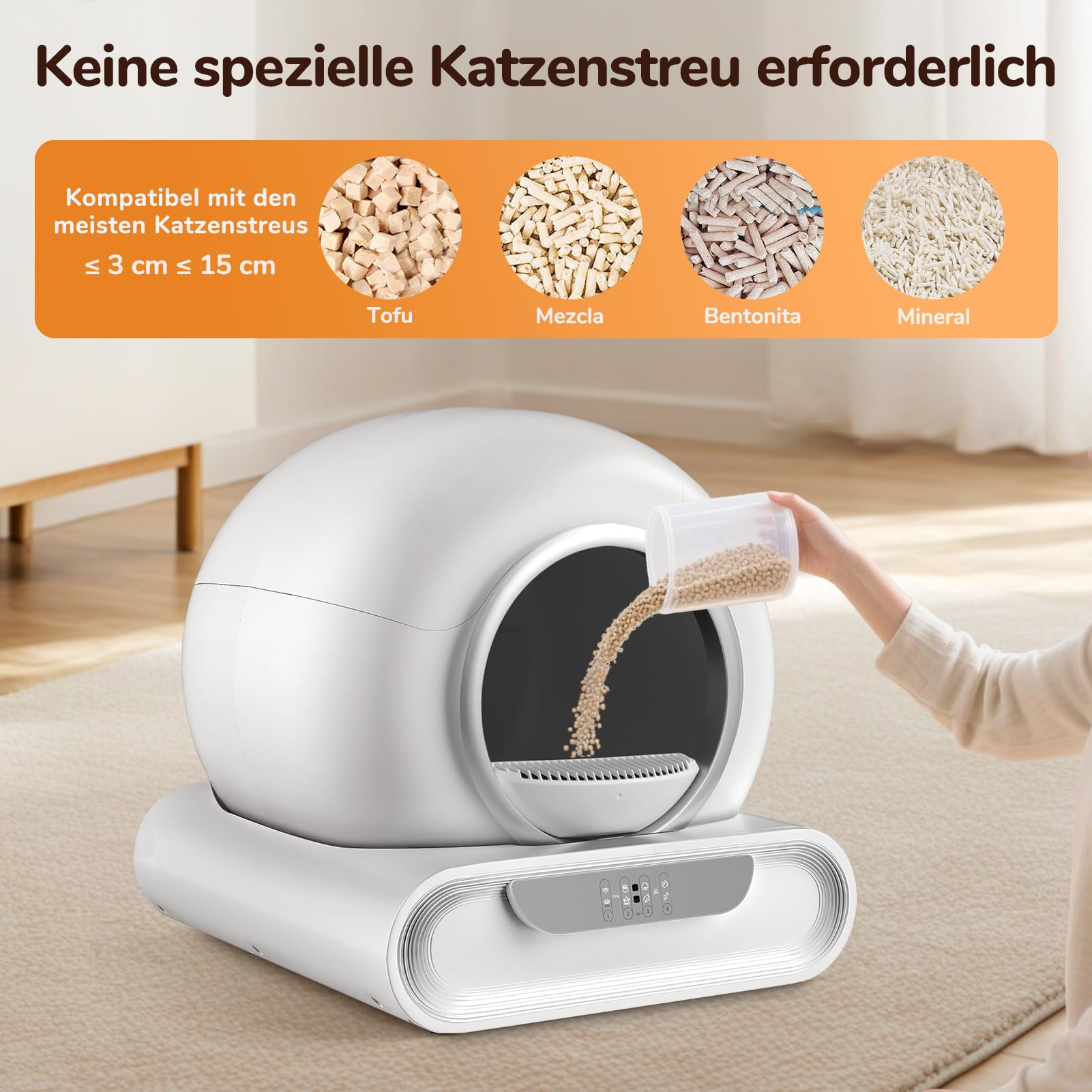 Lettiera Gatto Autopulente XXL 68L, Lettiera Automatica per Più Gatti, Controllo APP, Sensori Intelligenti, Antiodore, Raccolta Rifiuti Integrata
