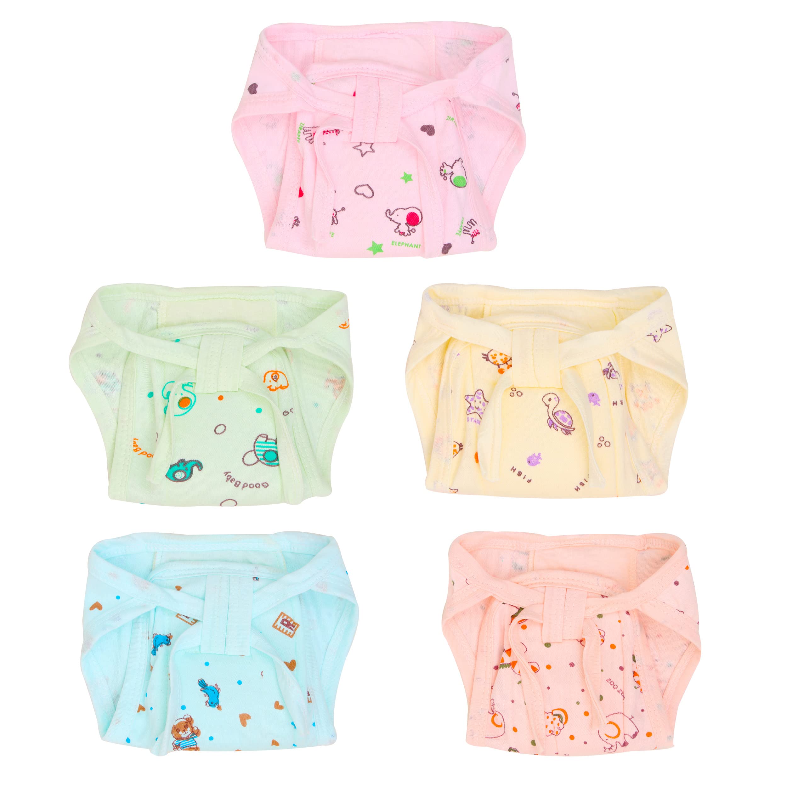 breezeway cotton cloth nappies for newborn,reusable diapers,langots,u shaped double layer padded extra cushioned nappy for boy, girl unisex babies(pack of 5) (0-6 month)