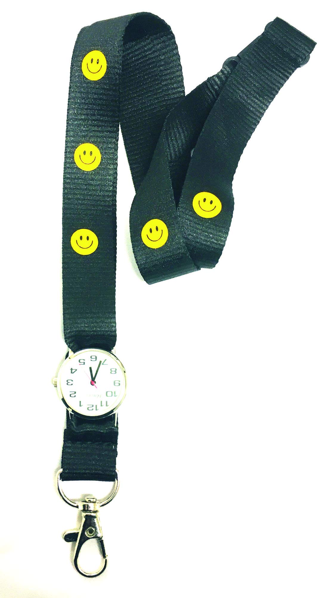 Printedproducts Sky Blue Happy Face Lanyard With Integrated Watch For Nurse's,Teacher's Etc.