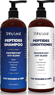 Anti-Thinning Peptide Shampoo And Conditioner – Sulfate Free Thickening Hair Fromula With Biotin, Caffeine & Saw Palmetto Made In USA For Women & Men, Safe For Color-Treated Hair, 16 fl.oz Each