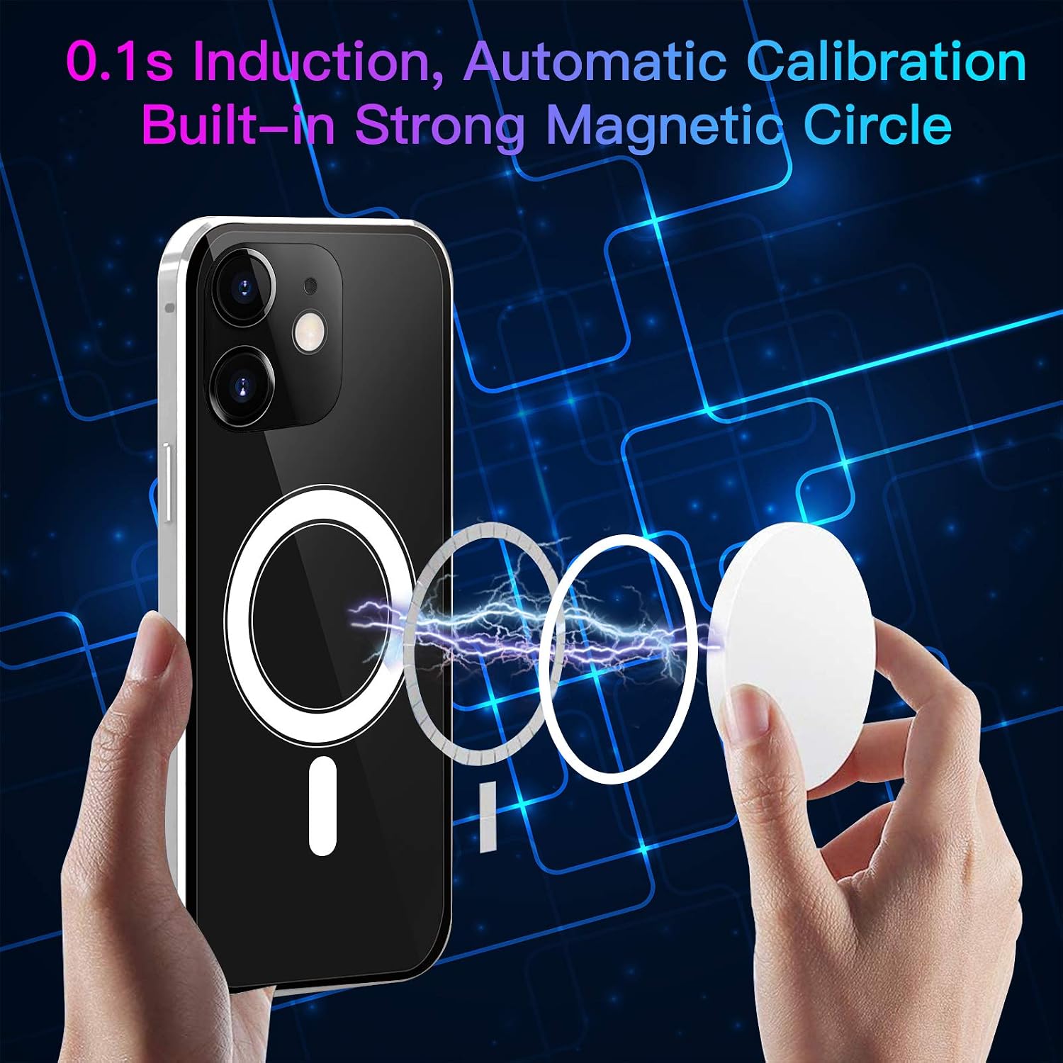 OFOCASE Magnetic Case for iPhone 12 Mini, HD Double Sided Crystal Clear Glass Case Compatible with Magsafe [Built-in Magnetic Circle] Magnet Metal Bumper Cover for iPhone 12 Mini - Silver, 5.4"