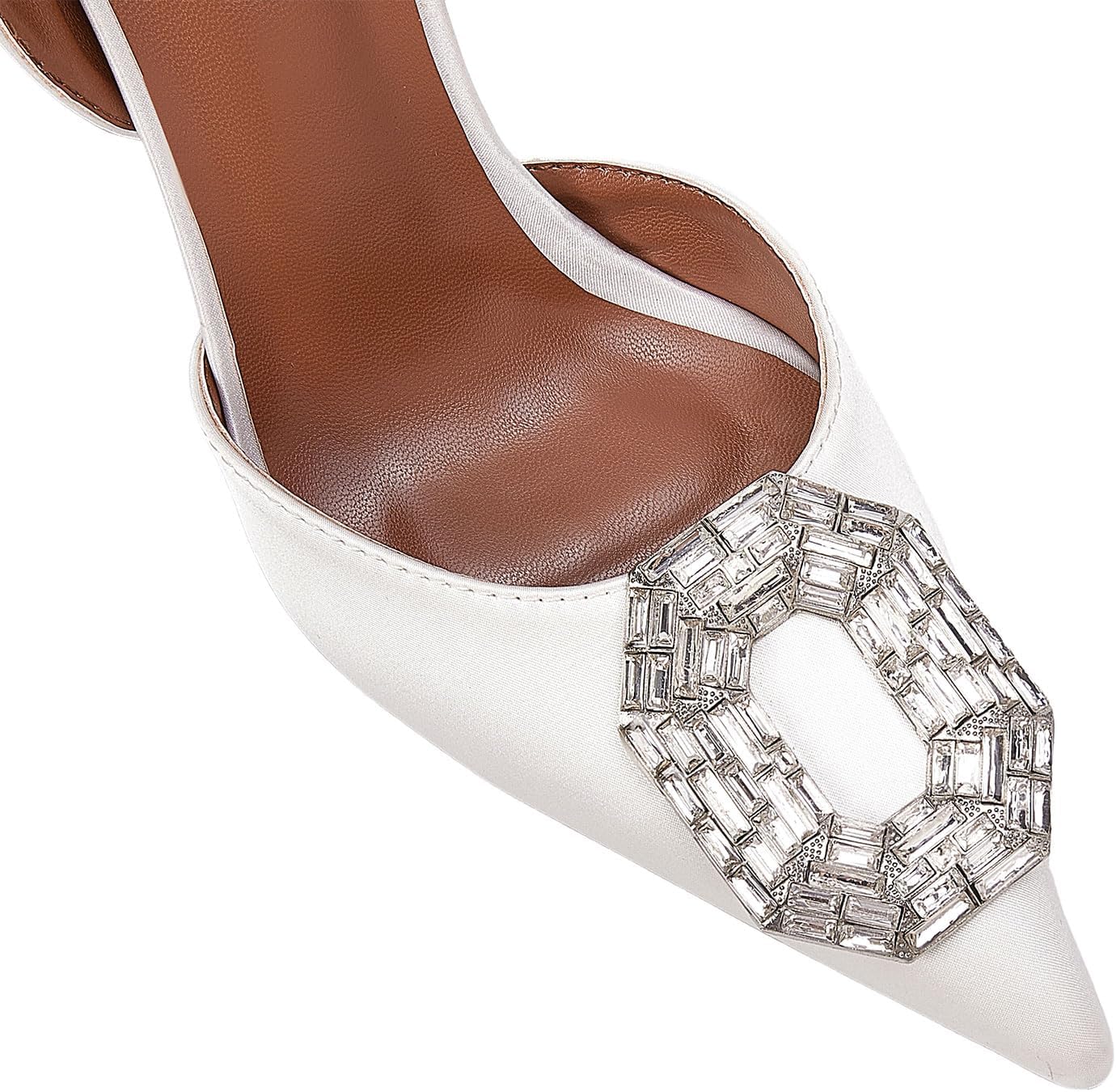 Vertundy Women's Rhinestone Slingback Pumps Pointed Toe Satin Crystal Stiletto High Heels Sandals Party Wedding Bride Pump Dress Shoes - Image 2