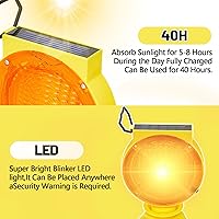 Vista 4 de 4 luces solares intermitentes de tráfico, luces solares de advertencia industrial, advertencia de tráfico, barricada, señal, intermitente, 2 caras