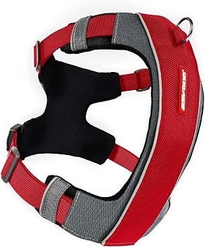 EzyDog X-Link Dog Harness, No Pull Design with Front D-Ring - X-Small, Red | Soft Padded Chest Panel, Adjustable, Fits Small or Large Dogs, Accessory Loop, 2 Leash Attachment Points, Reflective Trim,