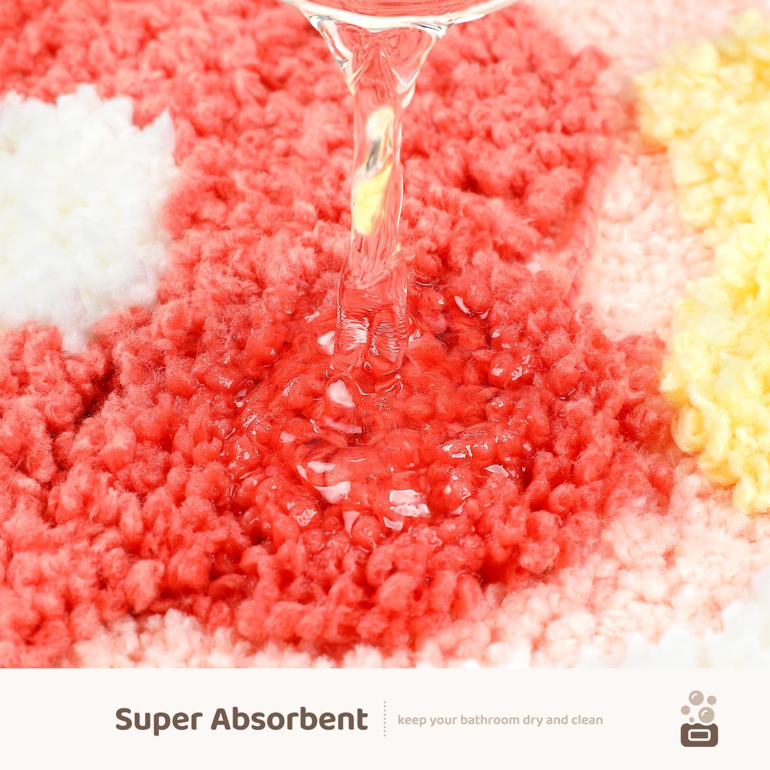 Molesun Floral Bath Mat Bathroom Rug, Plush Microfiber Shower Rug Non-Slip Water Absorbent Bath Rug, Funny Animal Floor Mats for Kids Room, Bedroom, Kitchen 20 x 31