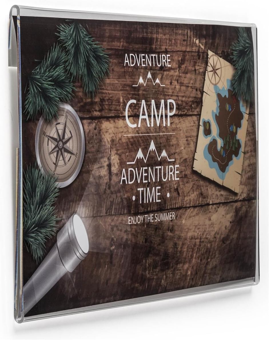 Clear Acrylic Wall Mounted Frame For Displaying 14 x 8-1/2-Inch Legal Size Signs, Horizontal Display, Frameless Fold-over Design, Slide-in, Side-loading - Sold In A Set Of 10