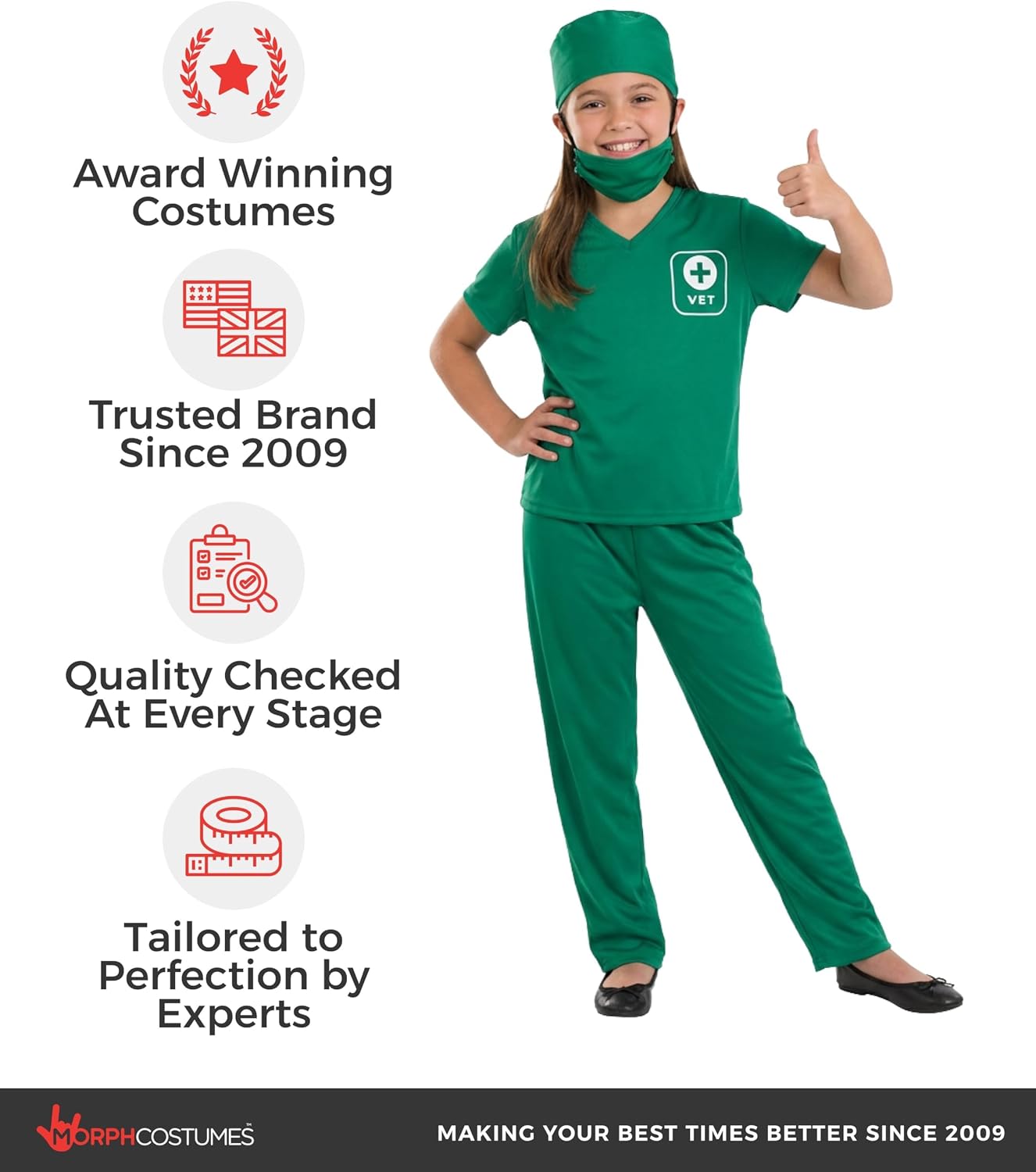 fun shack Vet Costume for Kids, Animal Doctor Scrubs with Mask & Cap, Kids Veterinarian Dress Up for Girls & Boys