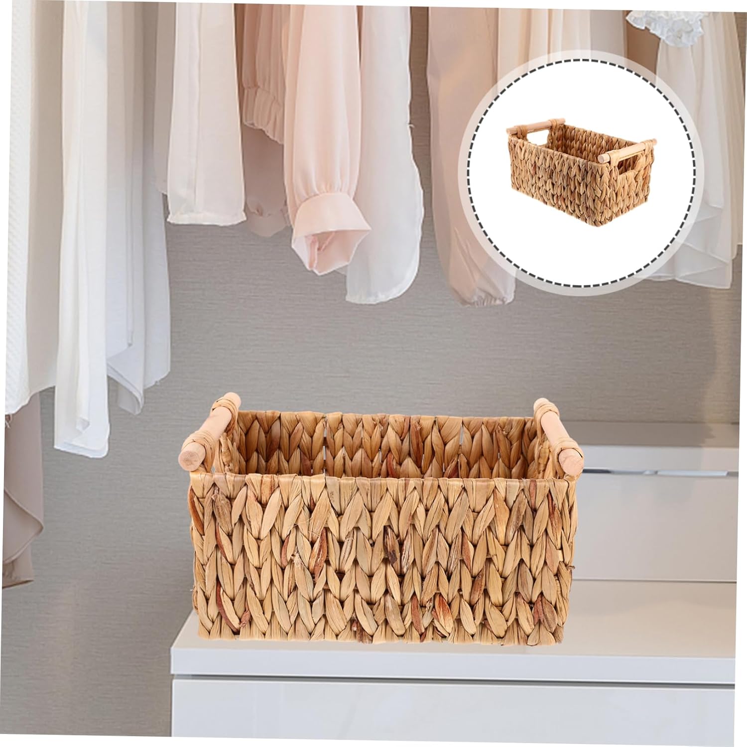 BESTonZON ストロー 収納 ラタン 収納 編み込み ウィッカー 素朴 雑貨 シーグラ