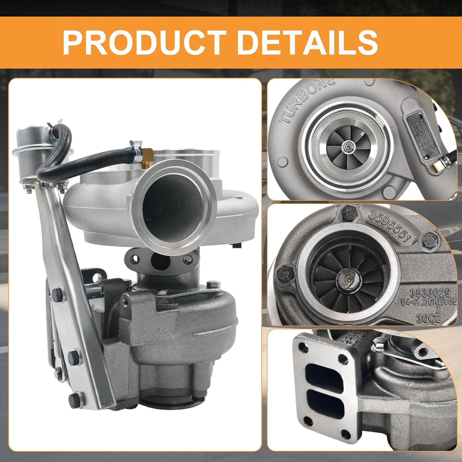 3592766 Turbo Turbocharger Kit Compatible with Dodge Ram 2500 3500 1999-2002 Turbocharger Assembly for Cummins 5.9L Truck 6BT Diesel Turbo Charger Replaces#HX35W 3800397,3590104,3538881