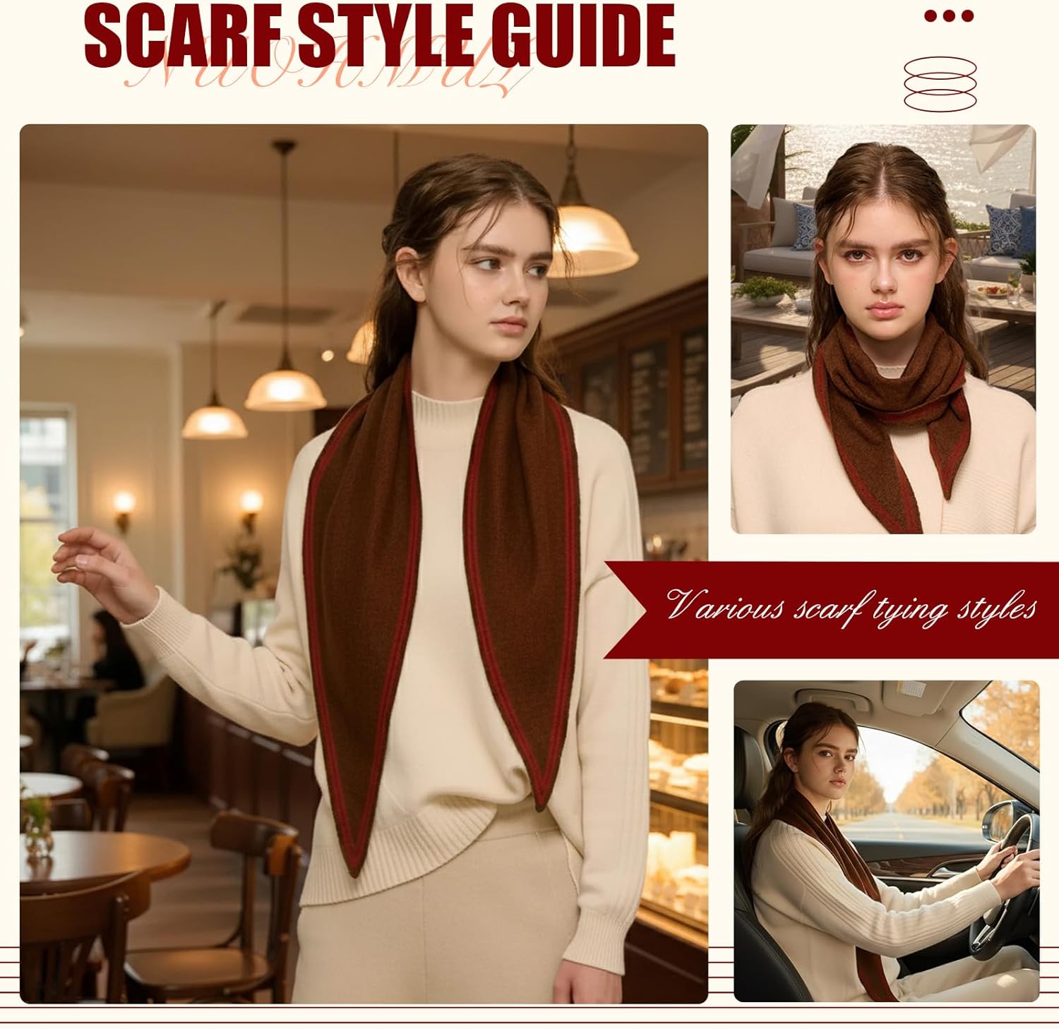 100% Cashmere Triangle Scarf, Neck Scarves Small Scarf for Women & Men, 49''x12'' Lightweight Warm Fashion Scarves - Image 7