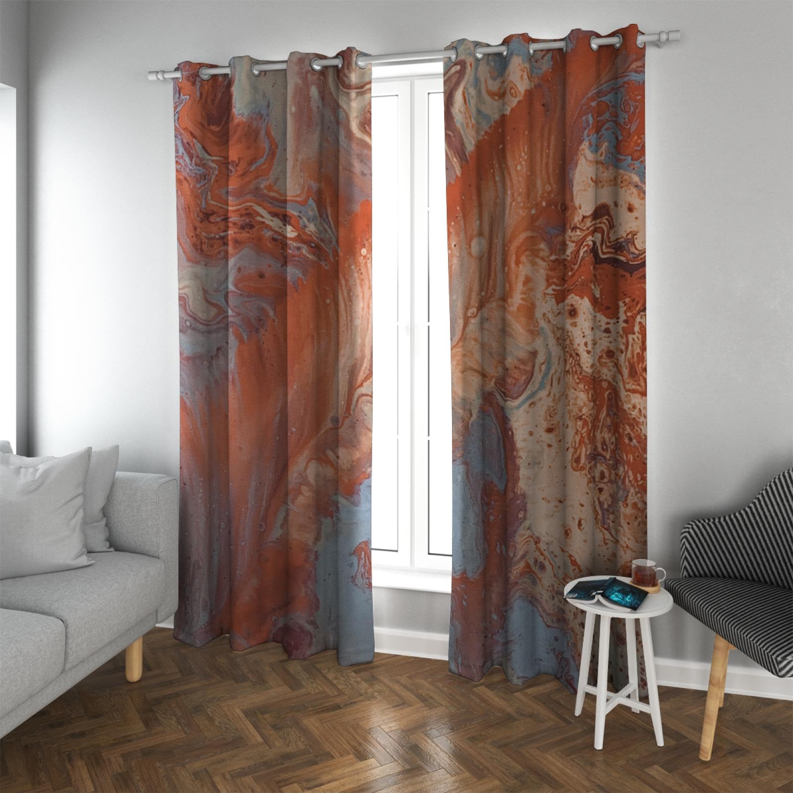 Deertweet Home Burnt Orange Curtains Abstract Aesthetic Blackout Curtains for Bedroom Kitchen Room Divider Curtains H160xB132