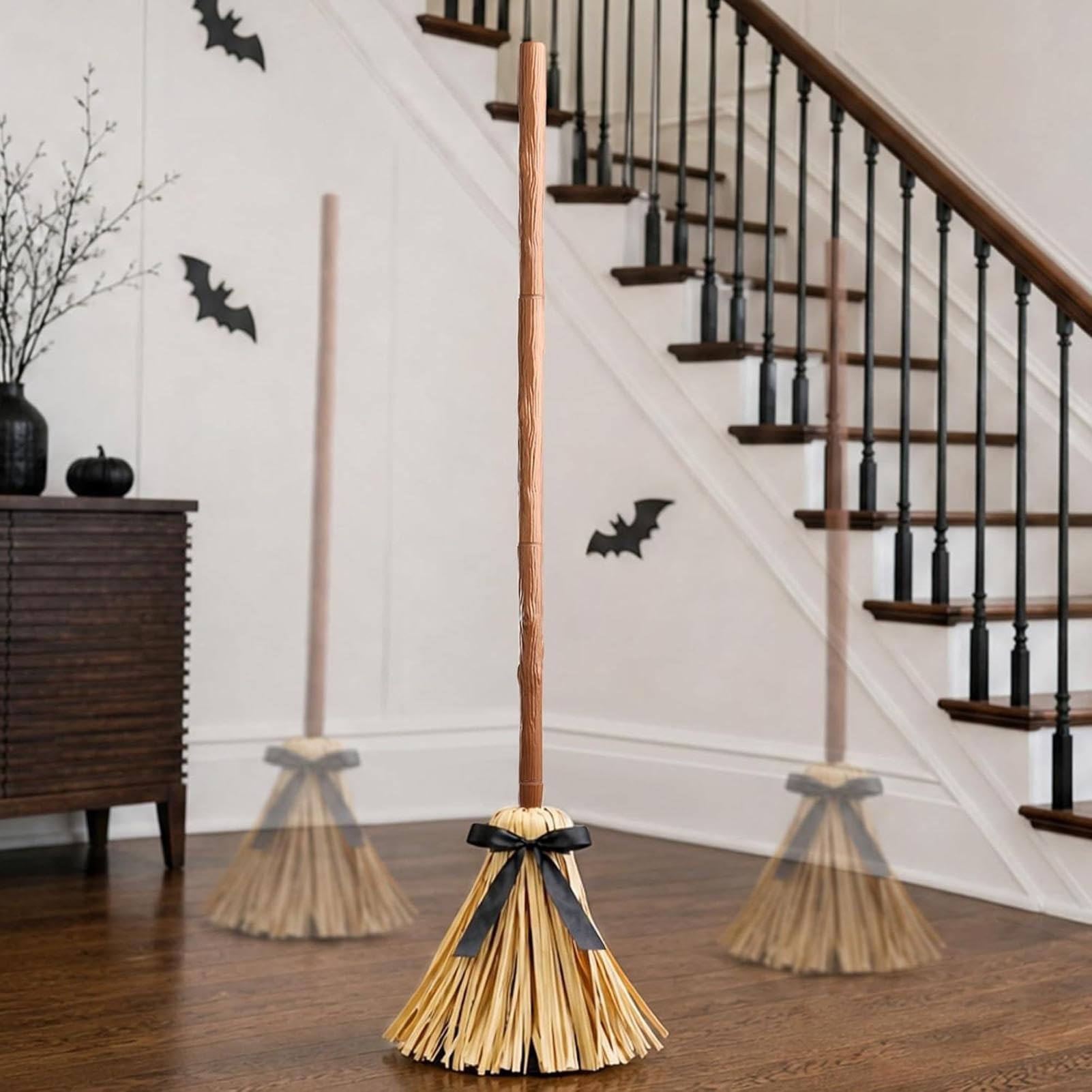 Zaqeio Floating Witch Broom Halloween Decor - Moving Witch Broomsticks