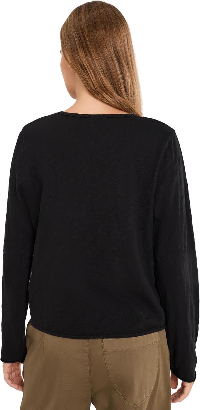 Женский топ Mod-o-doc Long Sleeve Button Front Slim, цвет: Чёрный — фото 2