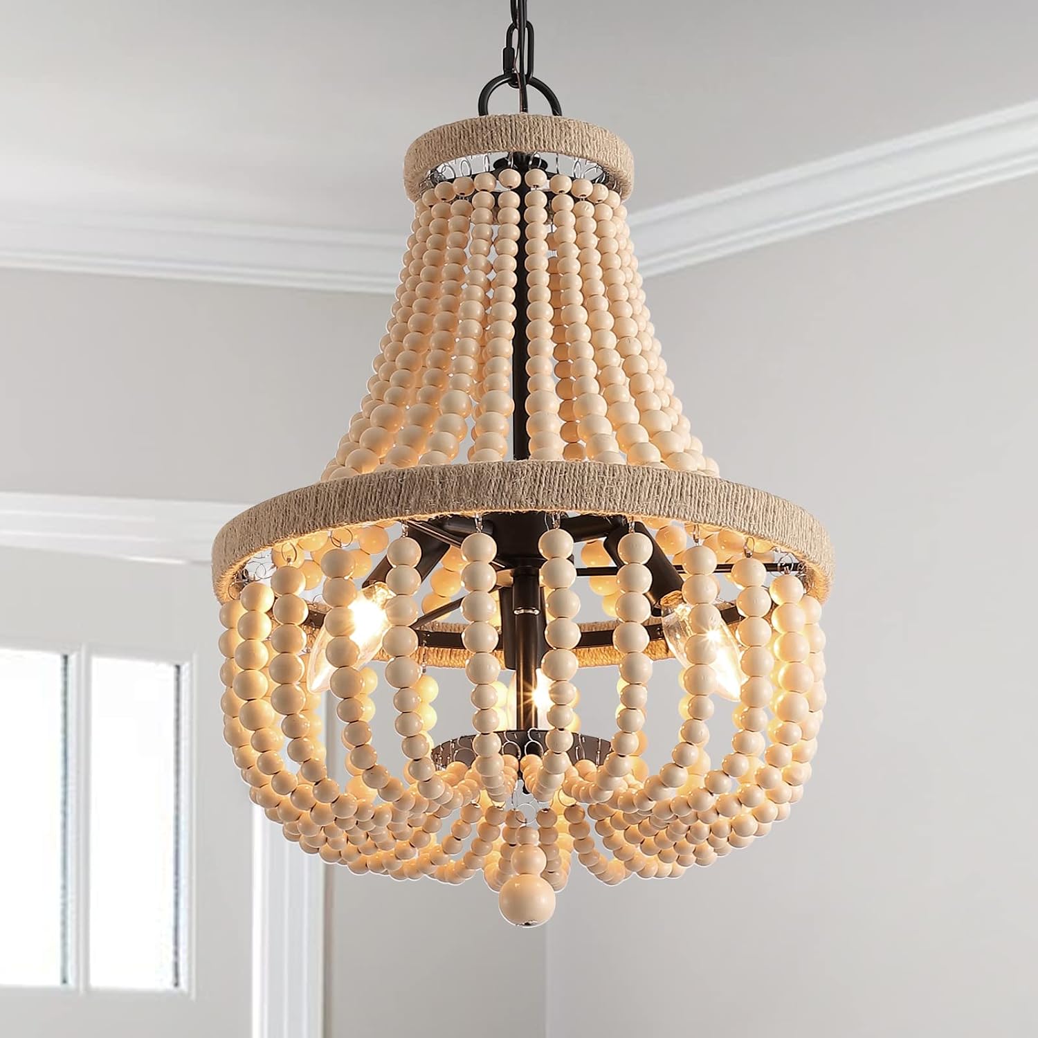 Farmhouse Wood Beaded Chandeliernull