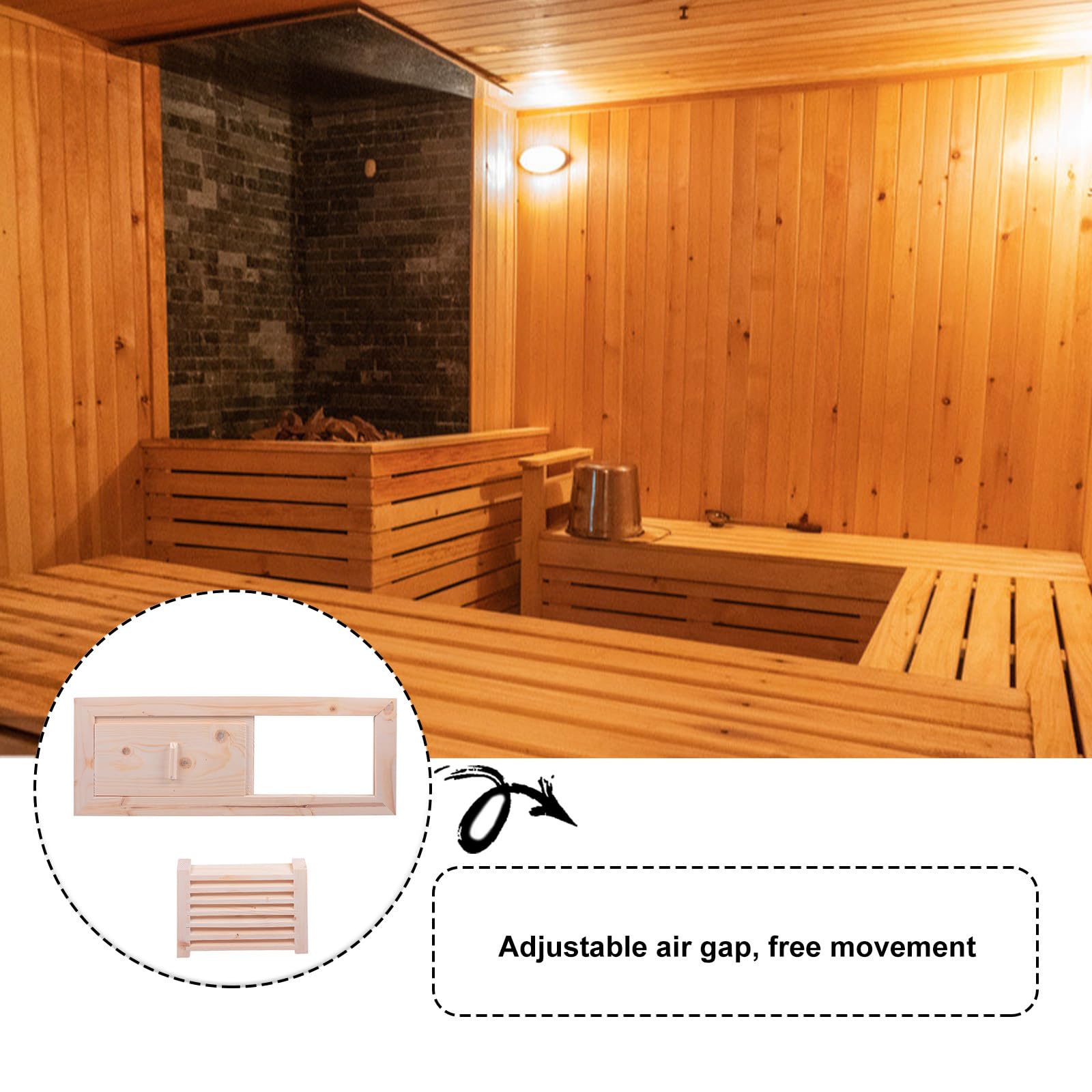 Operitacx Set di Feritoie di Ventilazione in Legno per Sauna Superficie Liscia, Facile da Installare, per Sauna e Bagno Turco, Accessorio Beige per Ricambio dell’Aria