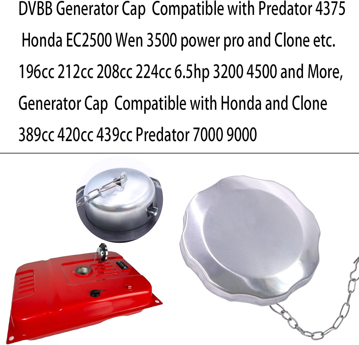 DVBB Generator Cap Compatible with Honda EC2500 Wen 3500 Generator and Clone 389cc 420cc 439cc Predator 7000 9000 Generator Cap（5-7 gallons）