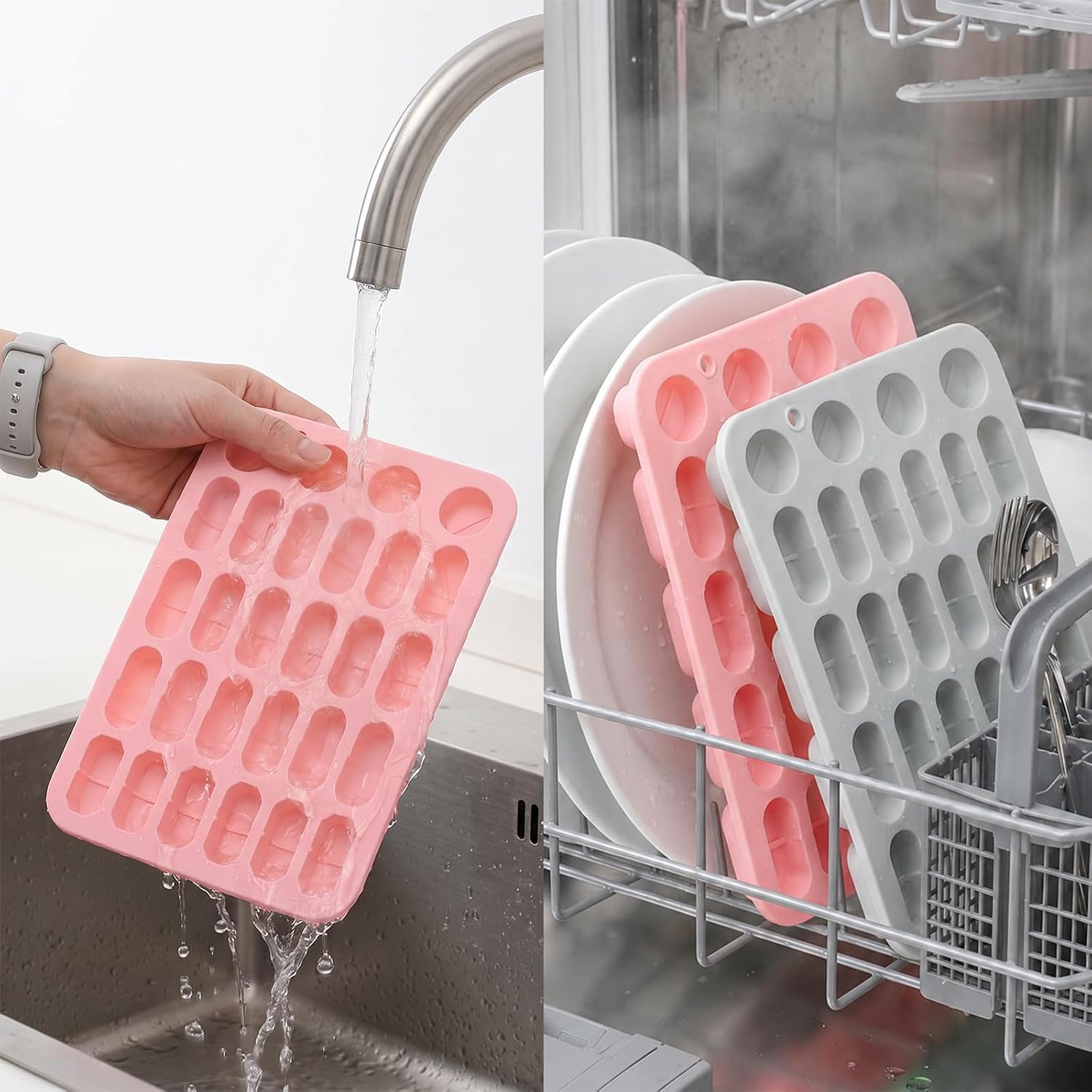 2 PCS Silicone Pill Mold Trays, Capsule Molds Silicone Shapes