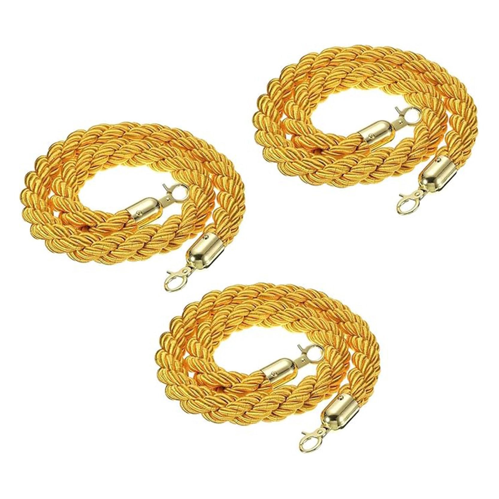 WQPMNYG Braided Hemp Rope Barrier with Gold Hooks for Event Queue Management