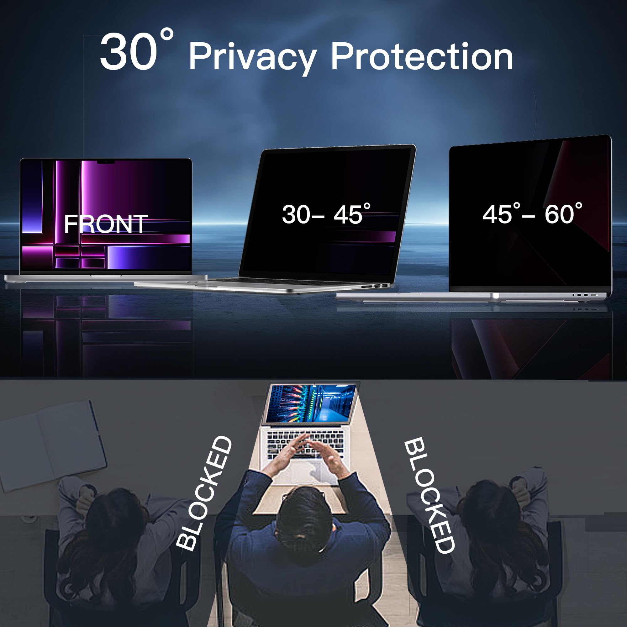 Pellicola protettiva per la privacy compatibile con 15,6 pollici, rimovibile 16:9, filtro privacy per laptop, anti-spy/facile installazione/antiriflesso/blocco luce blu