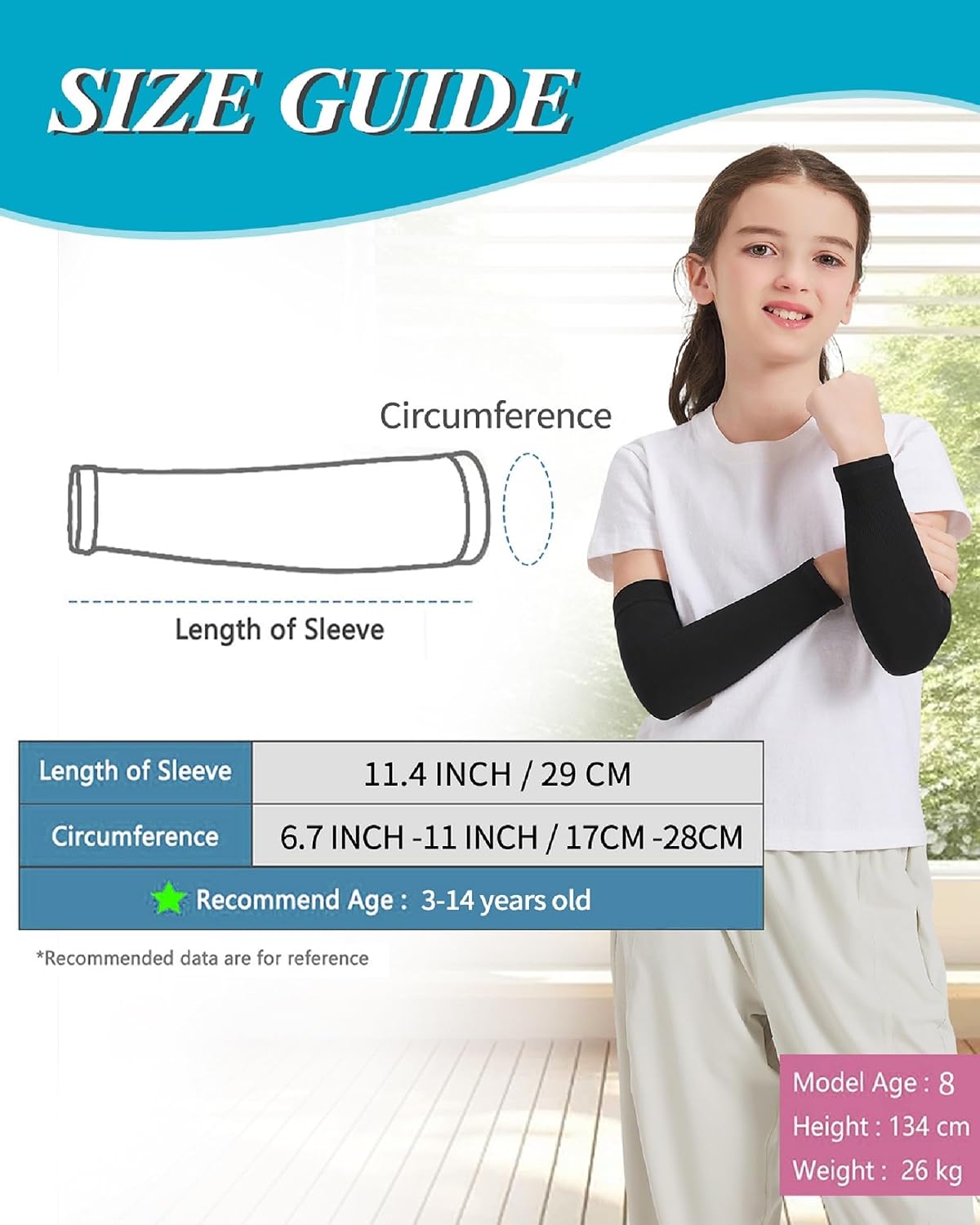 4 Pairs Arm Sleeves for Kids,UV Sun Protection Cooling Arm Sleeves for Youth Boys Girls Toddler,Sports,Running