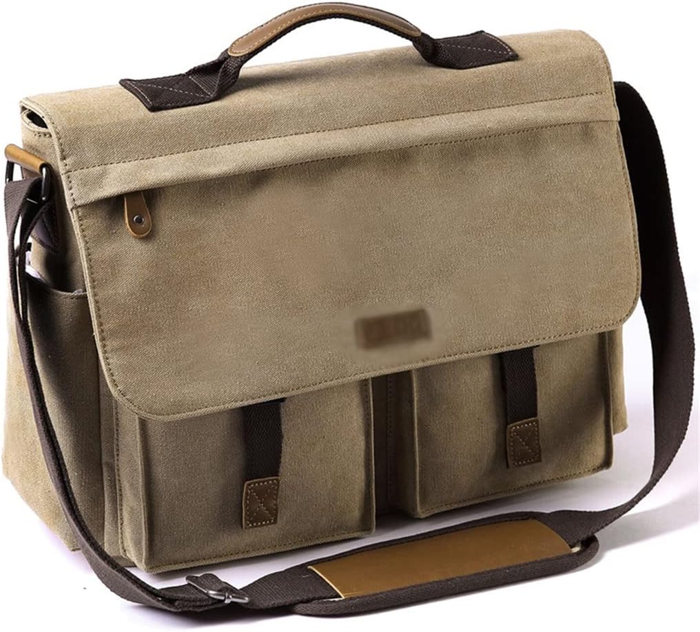 Messenger Bag For Men Vintage Resistant Waxed Canvas 15.6 Inch Laptop Briefcase Padded Shoulder Bag