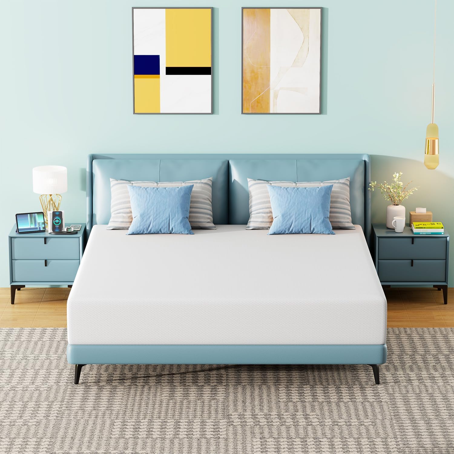 FDW 12 Inch California King Mattress, Medium Firm Base Foam, Breathable & Comfortable with Removable Washable Zipper Cover, Bed in a Box, CertiPUR-US Certified, White