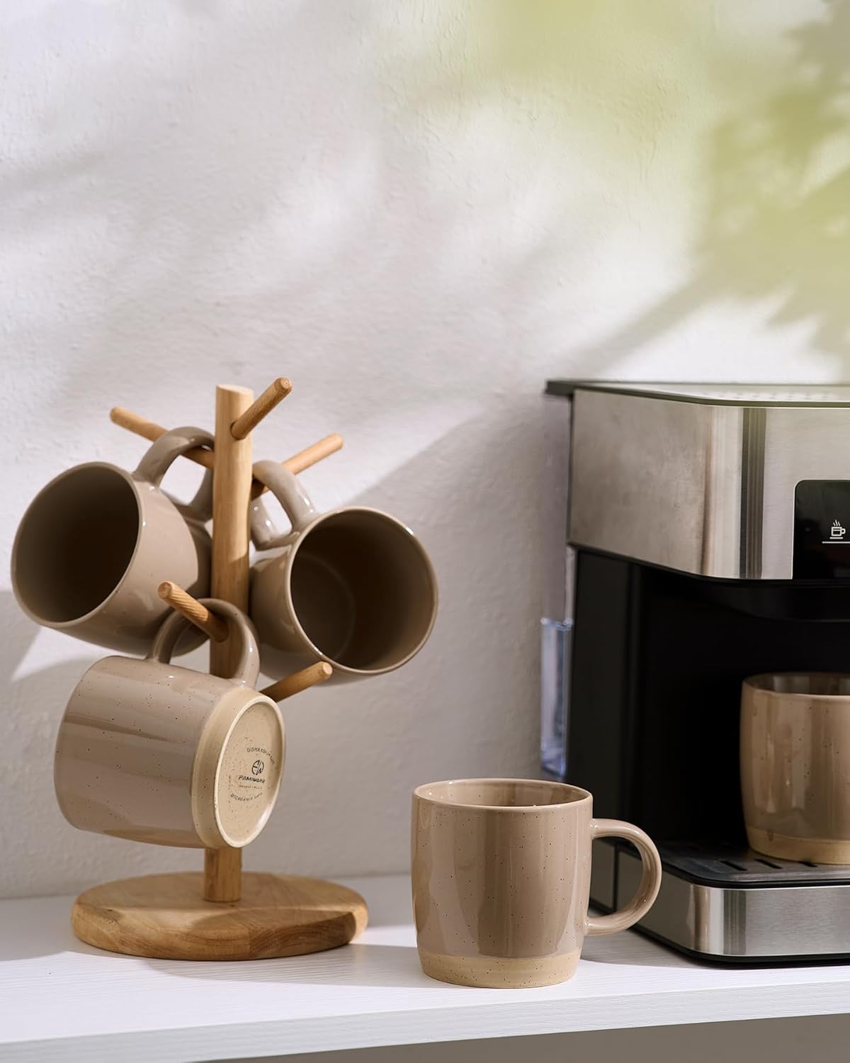 famiware Coffee Mugs for 4, 13 oz Mug Set, Dringking Cup with Handle for Coffee, Tea, Cocoa, Milk, Milkyway series, Cinnamon Brown - Image 7