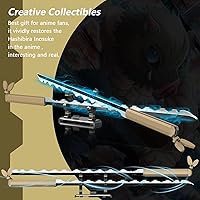 Vista 6 de HIGH GODO Set de construcción de espadas de anime, 40 pulgadas, Hashibira Inosuke, set de espada doble con soporte, bloques de construcción