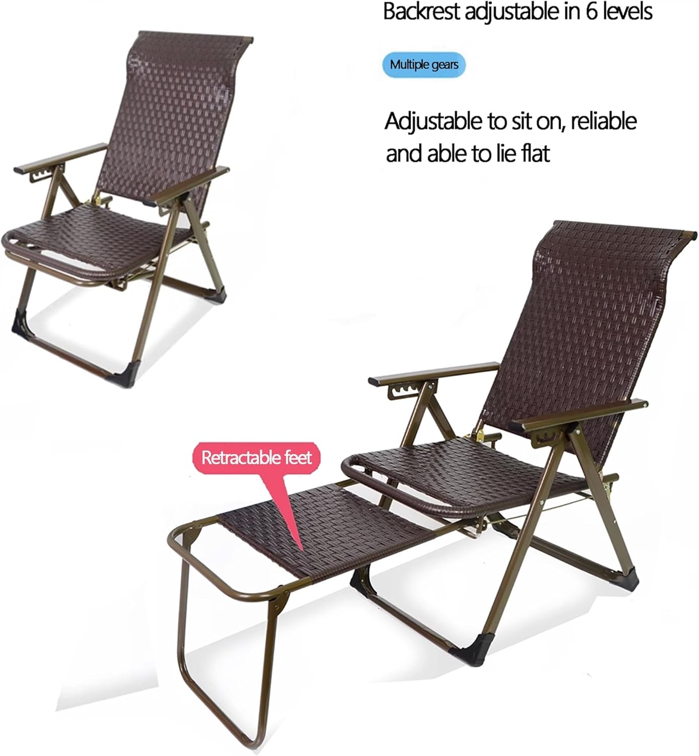 Rattan Lounge Chair, Beach Chair, Lounge Chair, Outdoor Chairs, Lawn Chairs, Folding Chairs for Outside, Outdoor Textilene Adjustable Zero Gravity Folding Reclining Lounge Chair (Color : Metallic FOL
