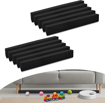 10 Pcs Under Couch Blocker, Under Bed Blocker for Pets Toys Barrier, Sponge Under Furniture Blocker with Strong Tapefor, Stopping Small Items from Getting Under Couch 17" L x 2.4" H